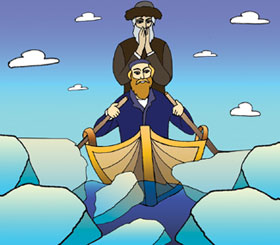 Chassidic ship at the line to the Isroel